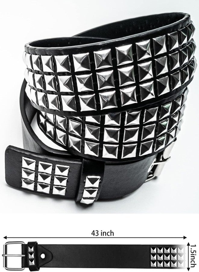 LUFMWCWD Punk Studded Belt for Women Rock Threads Goth Stud Pyramid Gothic Clothing (Black), Steudded Belt, 110 CM length, Medium - Image 2